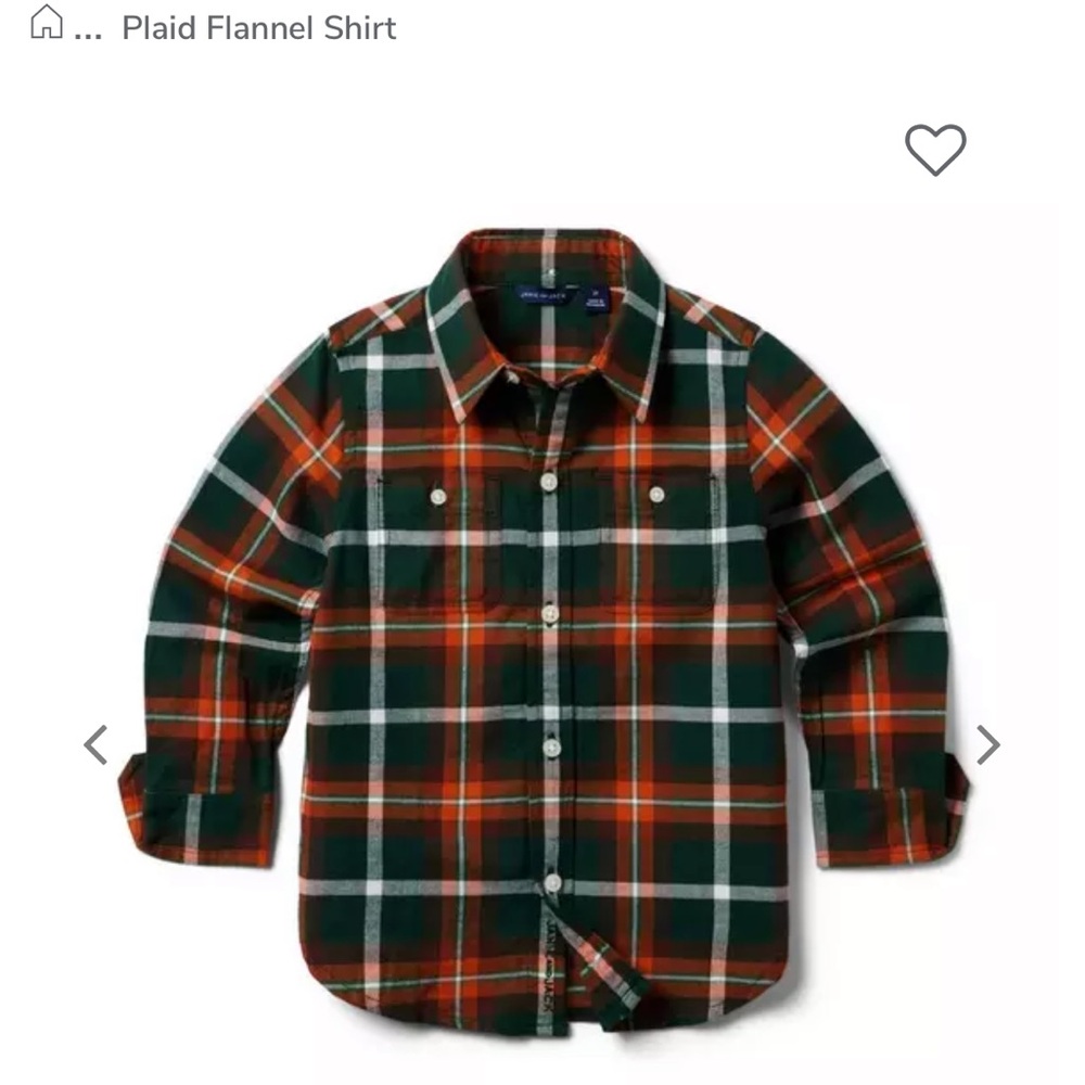 NWT Janie and Jack - PLAID FLANNEL SHIRT - 6-12 months
